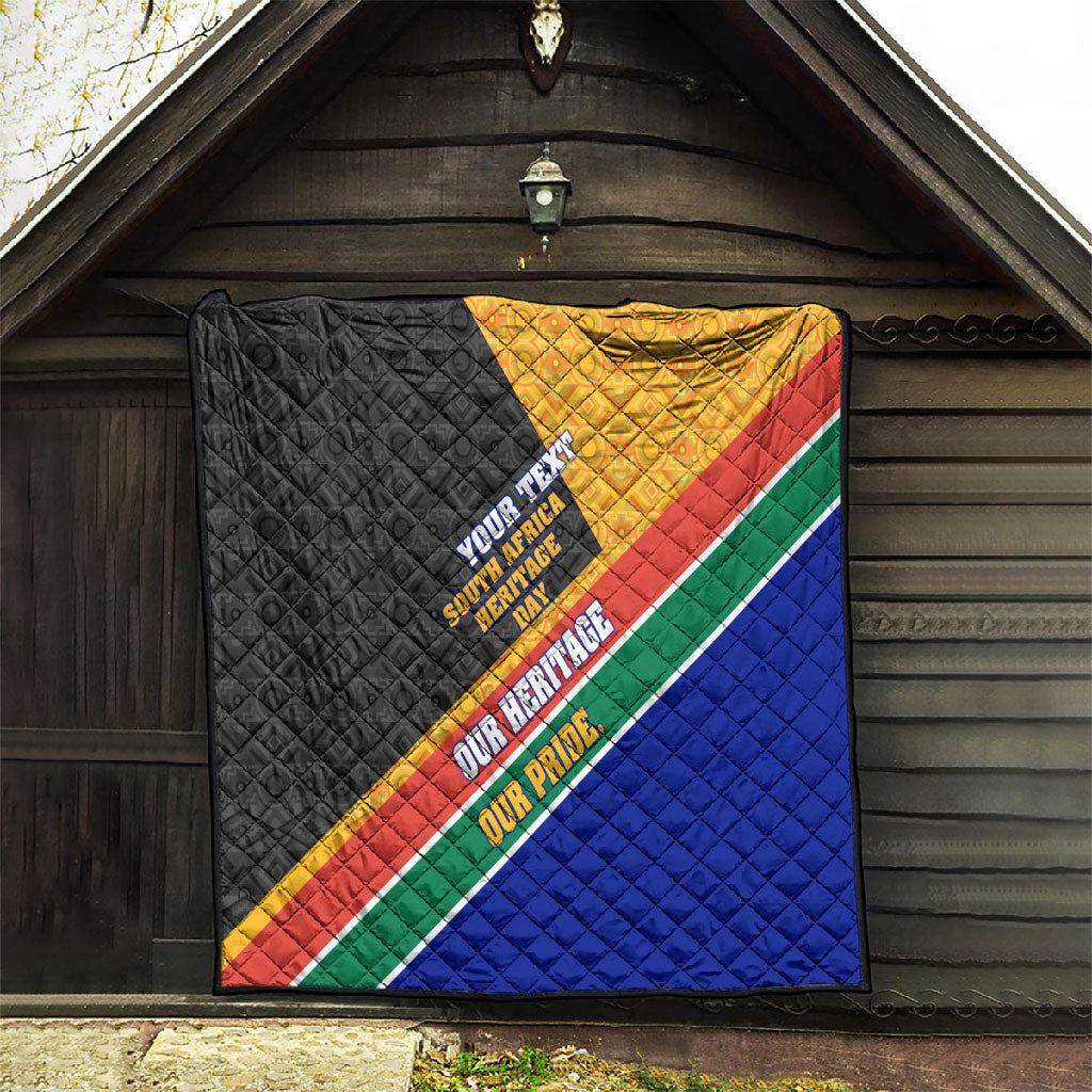 Personalized South Africa Heritage Day Quilt One Nation Many Stories Geometric Flag Pattern