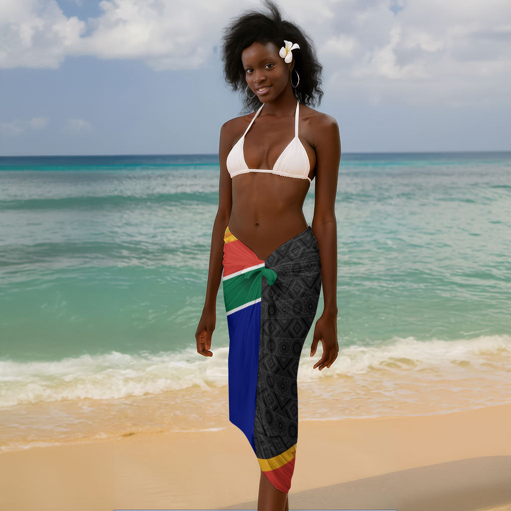 Personalized South Africa Heritage Day Sarong One Nation Many Stories Geometric Flag Pattern