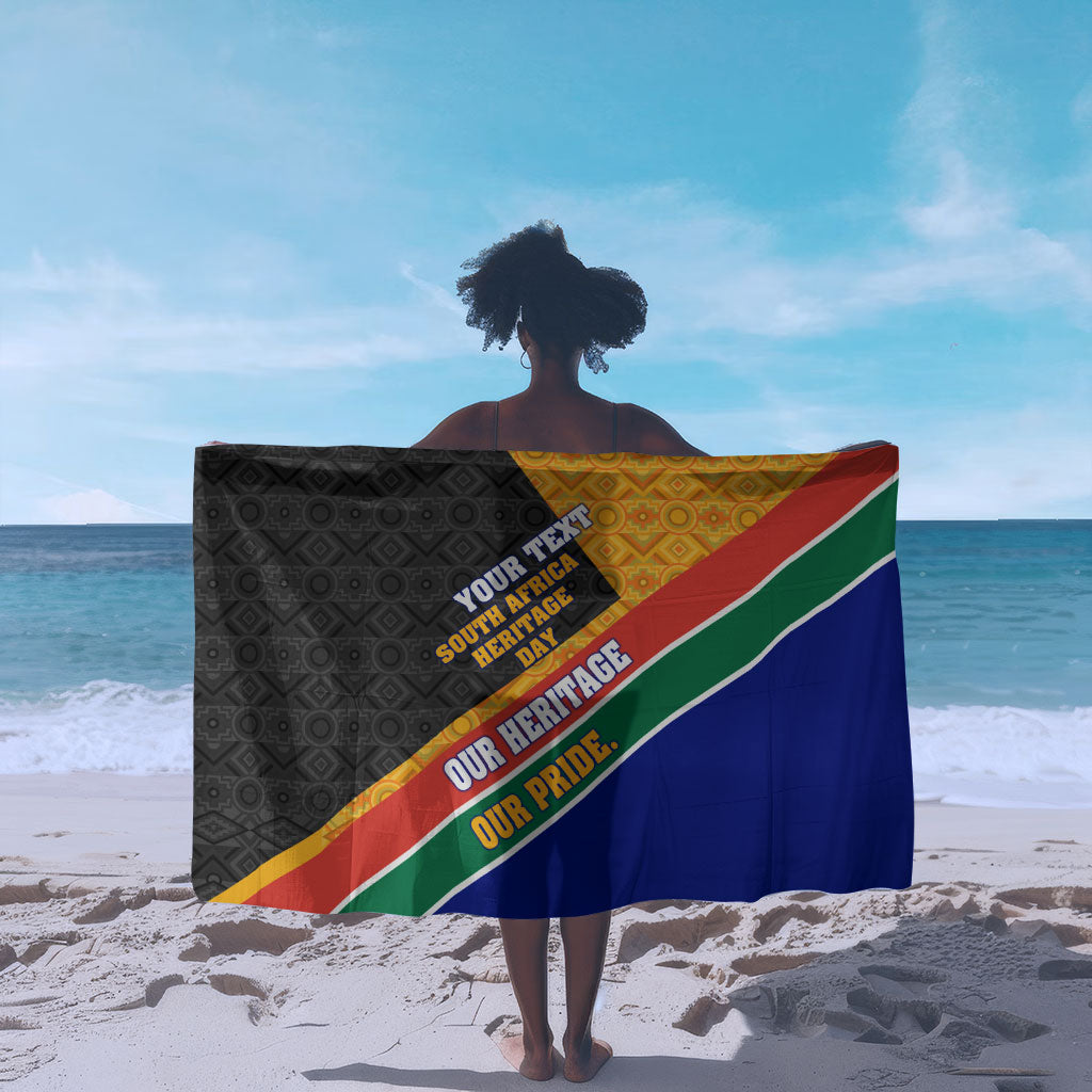 Personalized South Africa Heritage Day Sarong One Nation Many Stories Geometric Flag Pattern