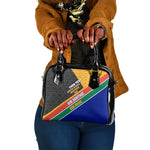 Personalized South Africa Heritage Day Shoulder Handbag One Nation Many Stories Geometric Flag Pattern