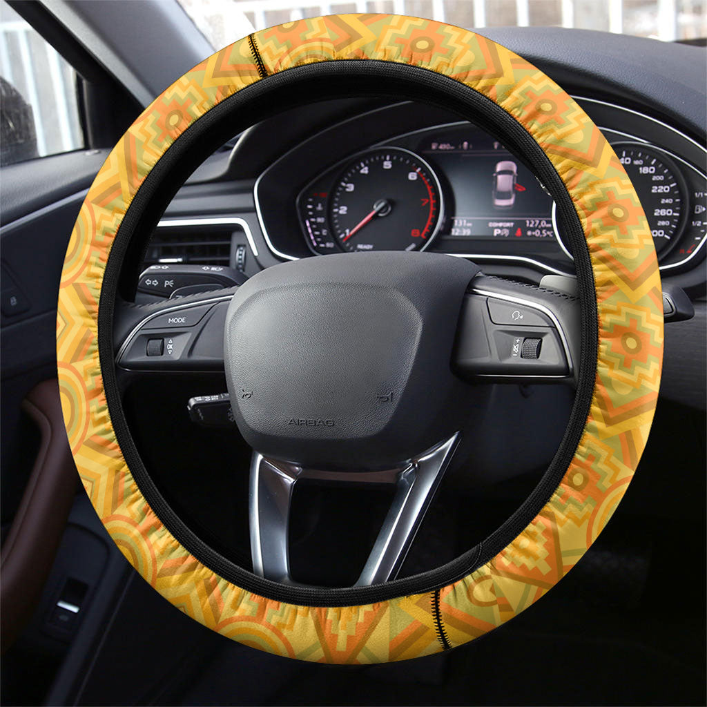 South Africa Heritage Day Steering Wheel Cover One Nation Many Stories Geometric Flag Pattern