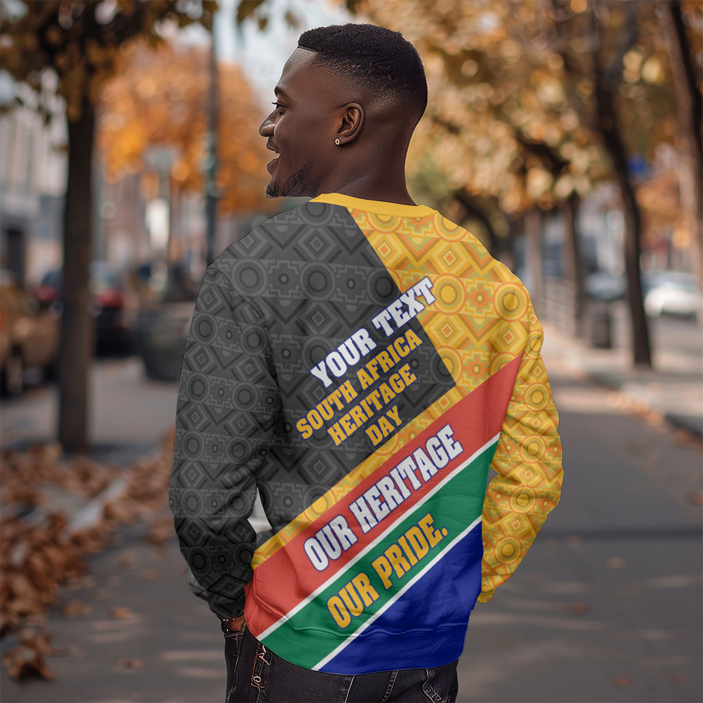 Personalized South Africa Heritage Day Sweatshirt One Nation Many Stories Geometric Flag Pattern