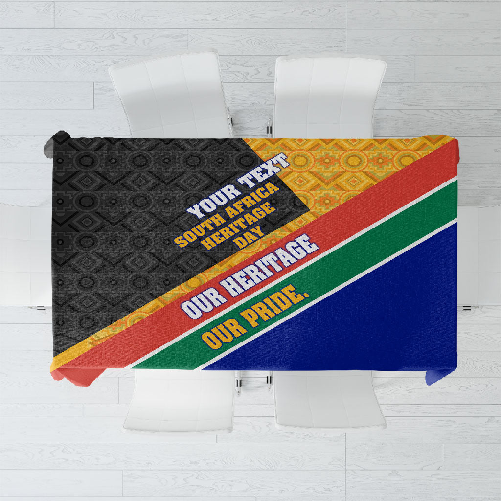 Personalized South Africa Heritage Day Tablecloth One Nation Many Stories Geometric Flag Pattern