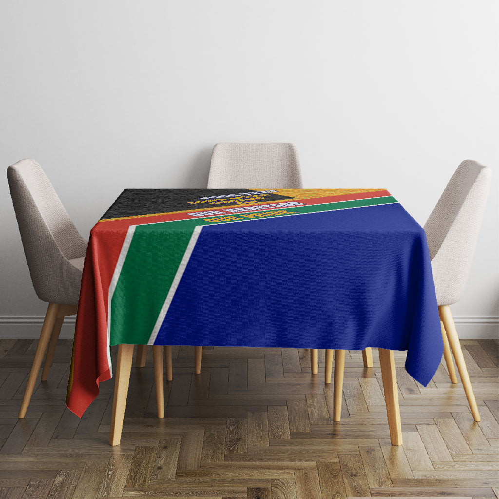 Personalized South Africa Heritage Day Tablecloth One Nation Many Stories Geometric Flag Pattern