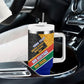 Personalized South Africa Heritage Day Tumbler With Handle One Nation Many Stories Geometric Flag Pattern