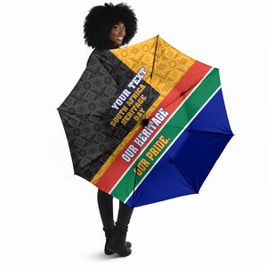 Personalized South Africa Heritage Day Umbrella One Nation Many Stories Geometric Flag Pattern