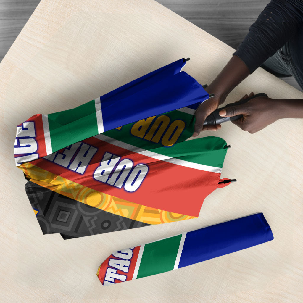 Personalized South Africa Heritage Day Umbrella One Nation Many Stories Geometric Flag Pattern