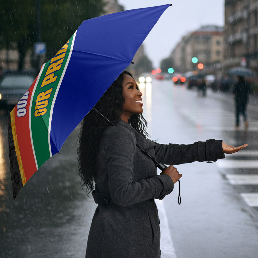 Personalized South Africa Heritage Day Umbrella One Nation Many Stories Geometric Flag Pattern