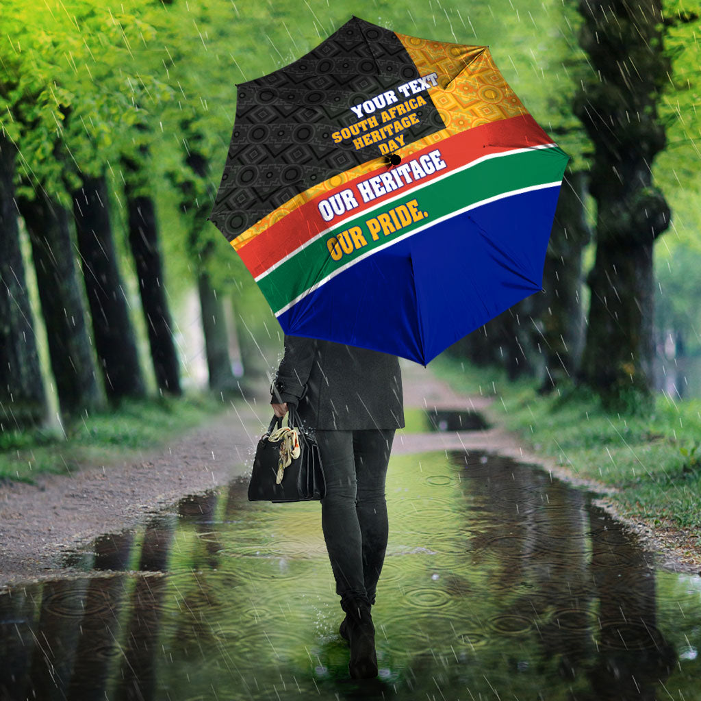 Personalized South Africa Heritage Day Umbrella One Nation Many Stories Geometric Flag Pattern