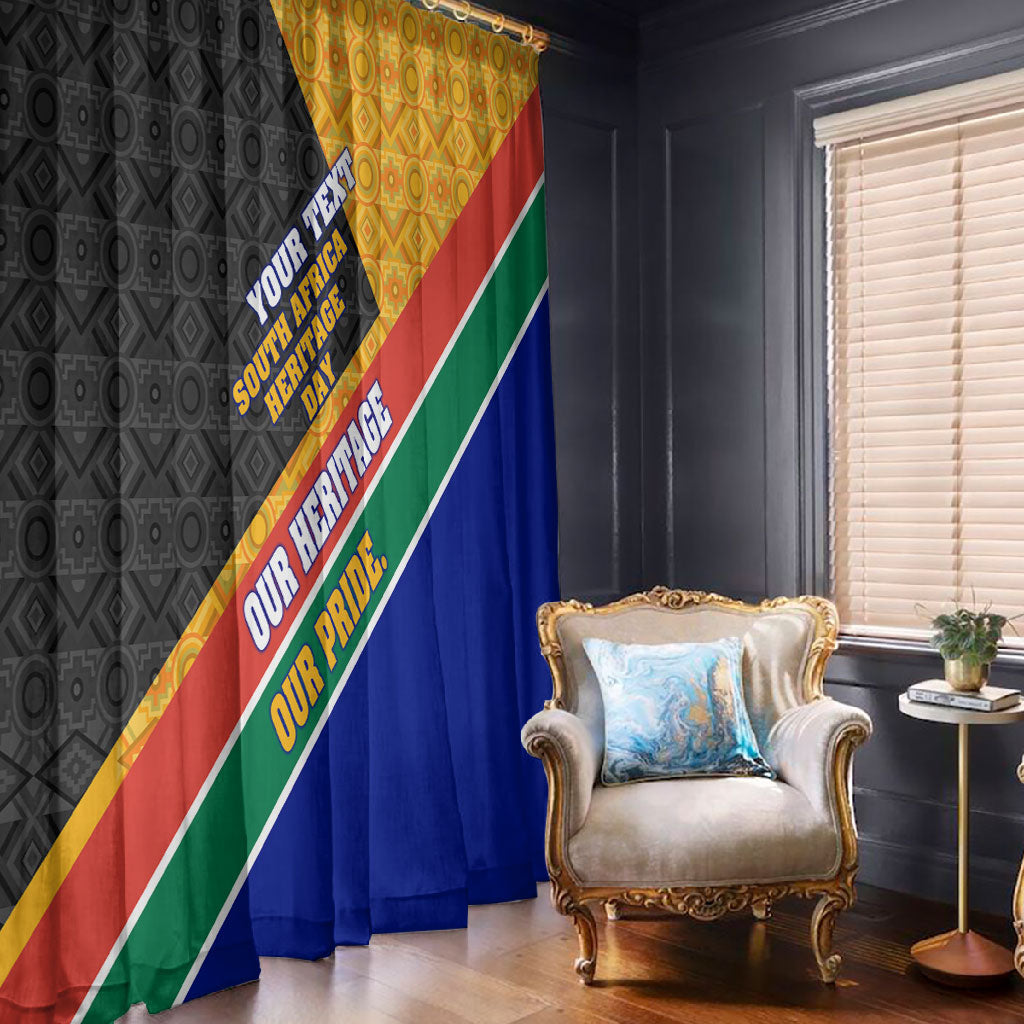 Personalized South Africa Heritage Day Window Curtain One Nation Many Stories Geometric Flag Pattern