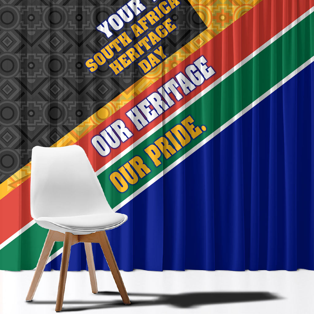 Personalized South Africa Heritage Day Window Curtain One Nation Many Stories Geometric Flag Pattern