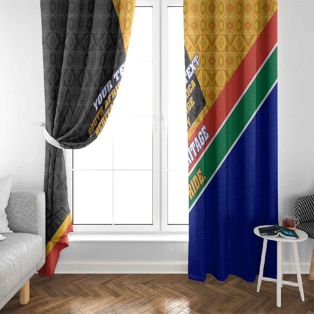 Personalized South Africa Heritage Day Window Curtain One Nation Many Stories Geometric Flag Pattern