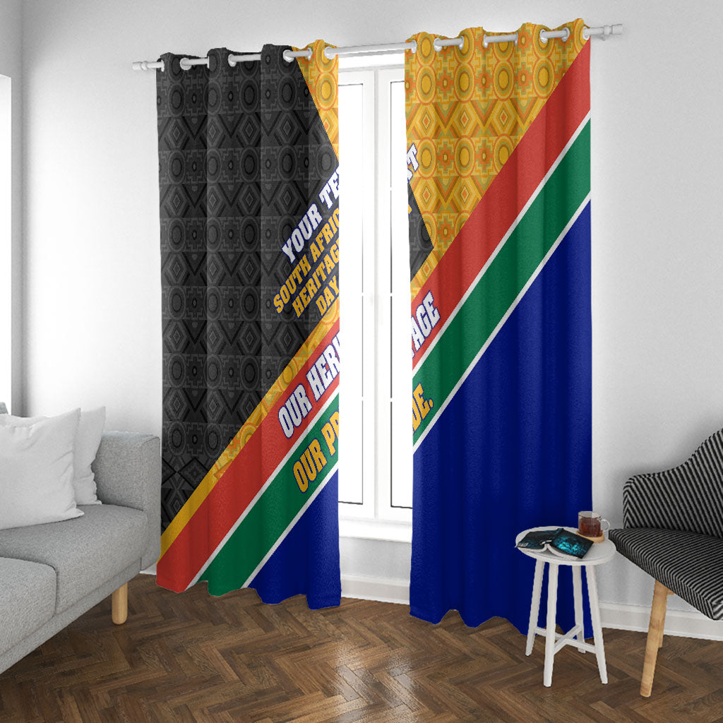 Personalized South Africa Heritage Day Window Curtain One Nation Many Stories Geometric Flag Pattern