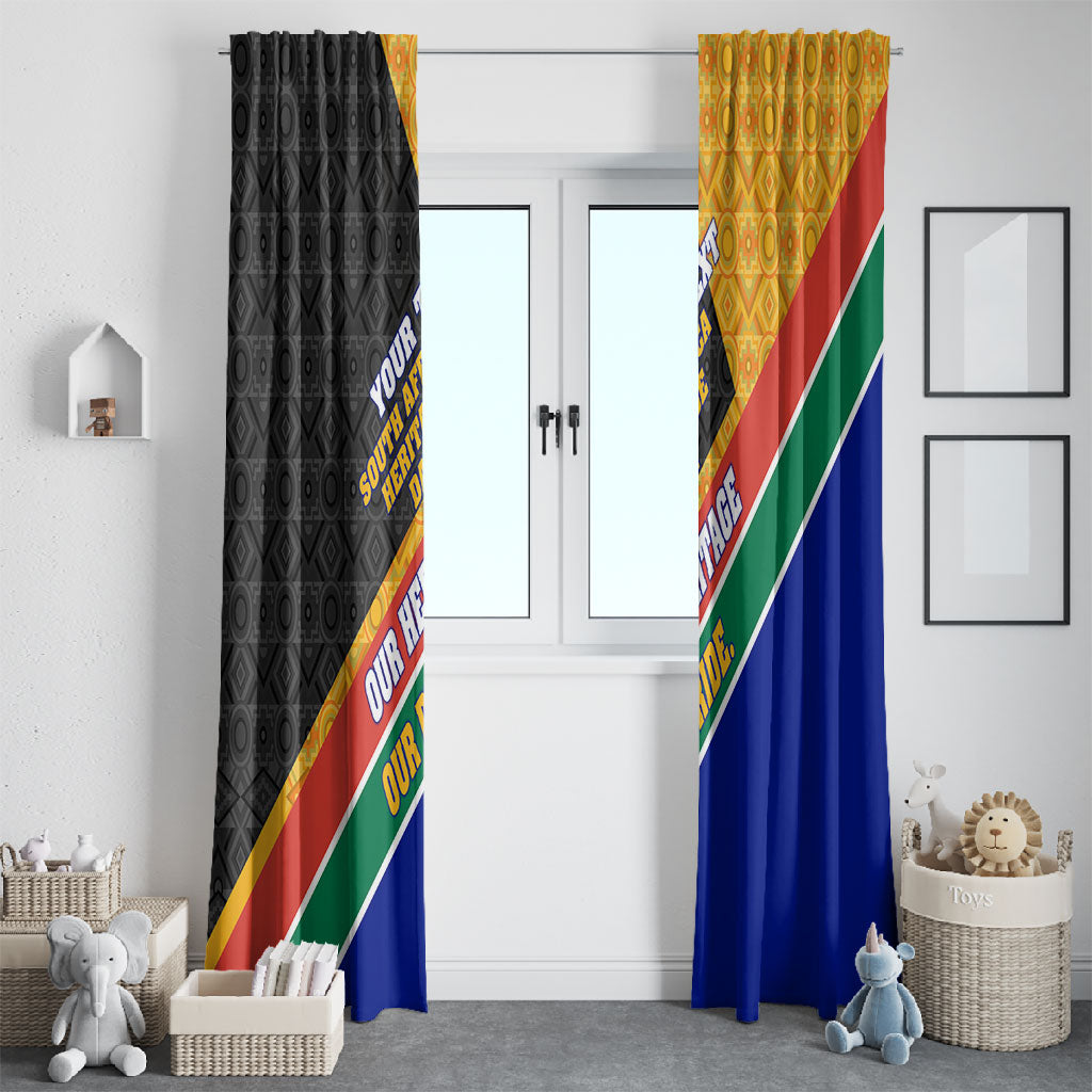 Personalized South Africa Heritage Day Window Curtain One Nation Many Stories Geometric Flag Pattern