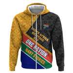Personalized South Africa Heritage Day Zip Hoodie One Nation Many Stories Geometric Flag Pattern
