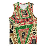 Darfur Sudan Basketball Jersey Red Green Beige Tribal Pattern TS04