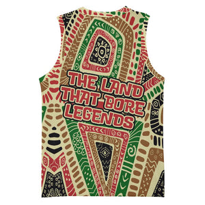 Darfur Sudan Basketball Jersey Red Green Beige Tribal Pattern TS04