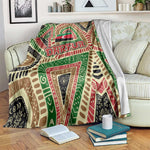 Darfur Sudan Blanket Red Green Beige Tribal Pattern - African Pride