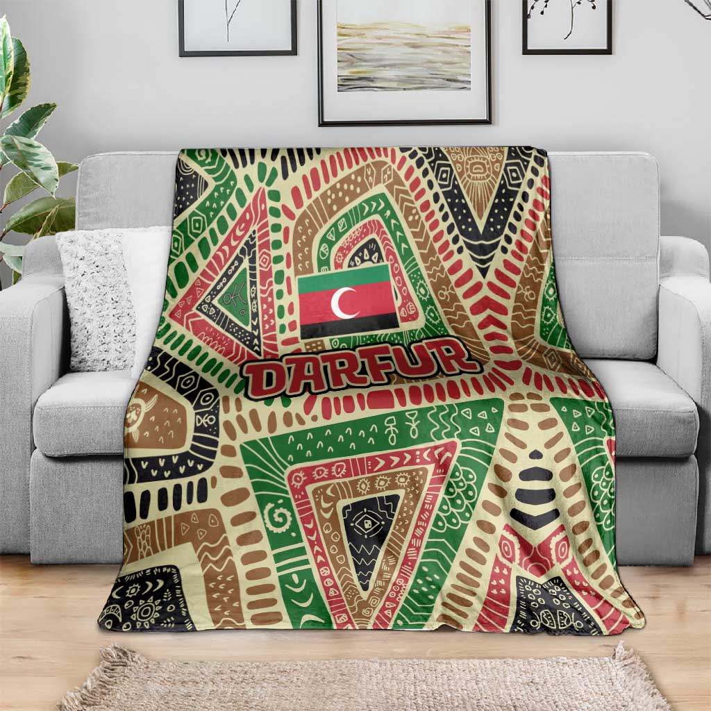 Darfur Sudan Blanket Red Green Beige Tribal Pattern - African Pride