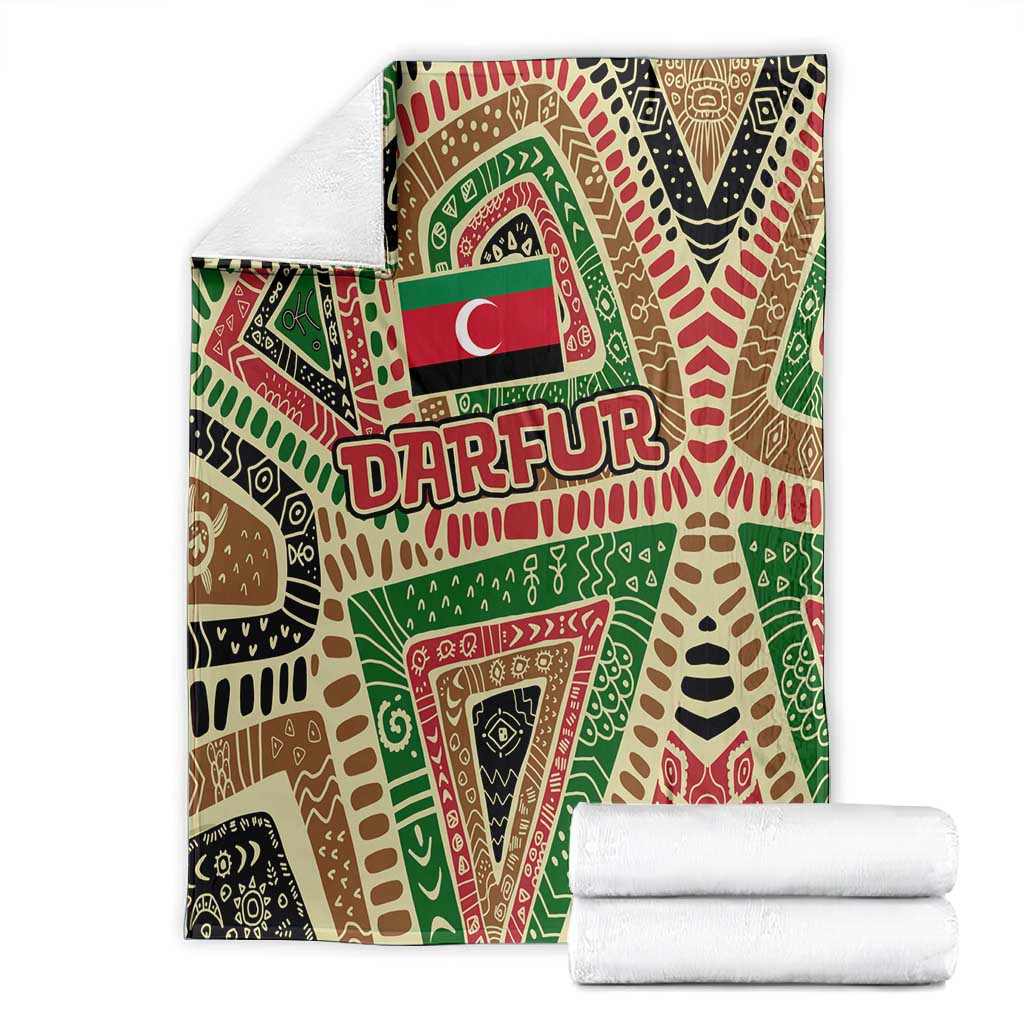 Darfur Sudan Blanket Red Green Beige Tribal Pattern - African Pride