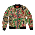 Darfur Sudan Bomber Jacket Red Green Beige Tribal Pattern - African Pride