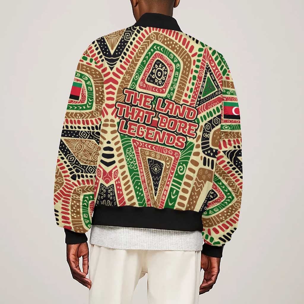 Darfur Sudan Bomber Jacket Red Green Beige Tribal Pattern - African Pride