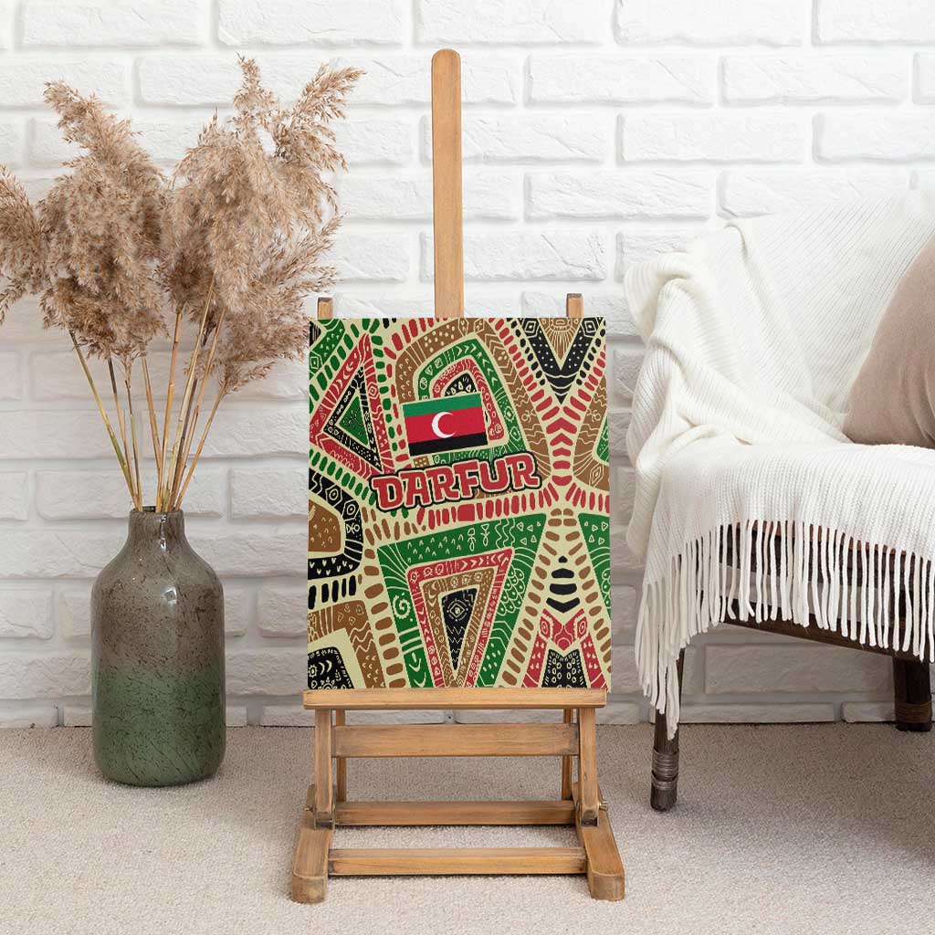 Darfur Sudan Canvas Wall Art Red Green Beige Tribal Pattern - African Pride