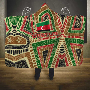 Darfur Sudan Hooded Blanket Red Green Beige Tribal Pattern - African Pride