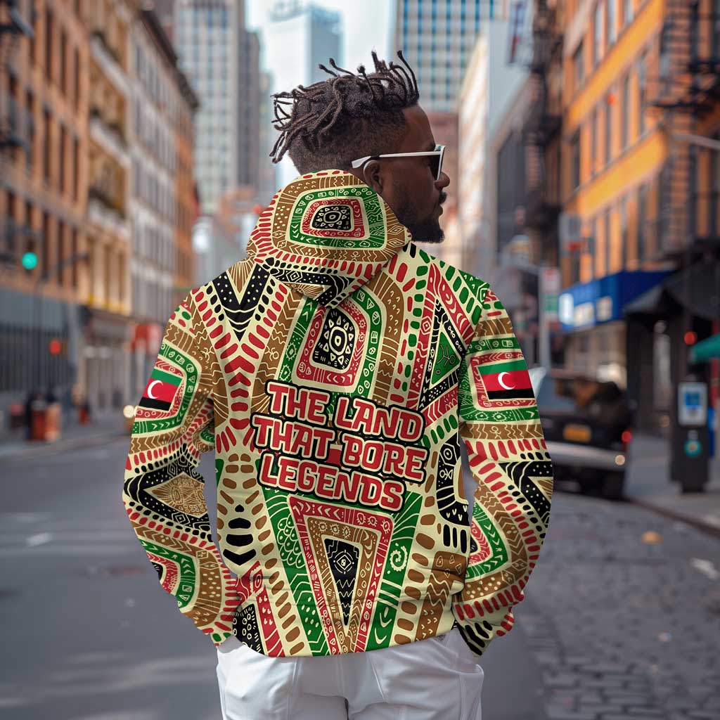 Darfur Sudan Hoodie Red Green Beige Tribal Pattern - African Pride