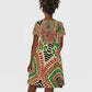 Darfur Sudan Kid Short Sleeve Dress Red Green Beige Tribal Pattern - African Pride