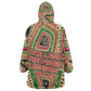 Darfur Sudan Kid Wearable Blanket Hoodie Red Green Beige Tribal Pattern - African Pride