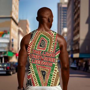 Darfur Sudan Men Tank Top Red Green Beige Tribal Pattern - African Pride
