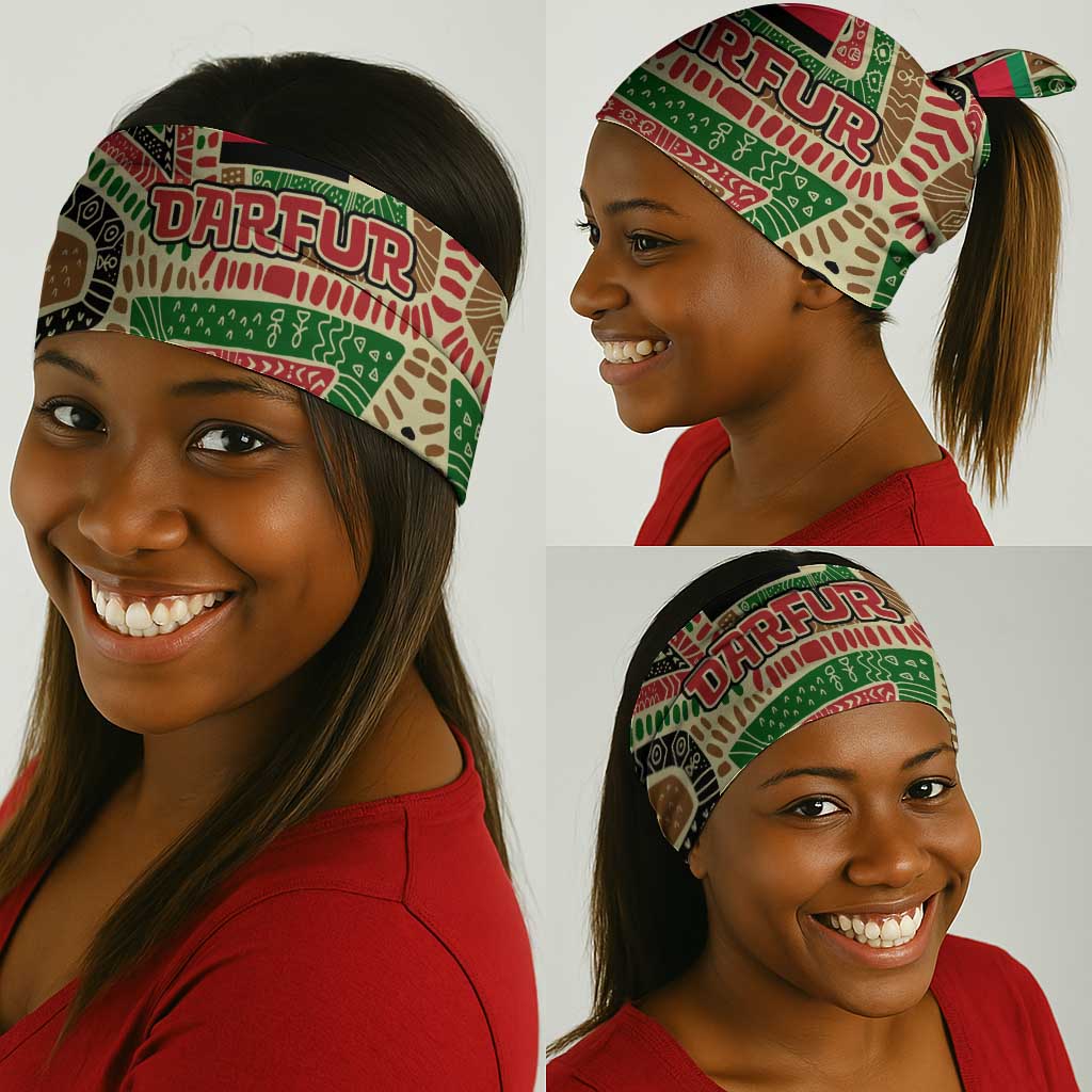 Darfur Sudan Neck Gaiter Red Green Beige Tribal Pattern - African Pride