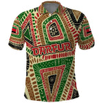 Darfur Sudan Polo Shirt Red Green Beige Tribal Pattern - African Pride