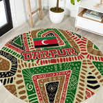 Darfur Sudan Round Carpet Red Green Beige Tribal Pattern - African Pride