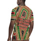 Darfur Sudan Rugby Jersey Red Green Beige Tribal Pattern - African Pride