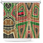 Darfur Sudan Shower Curtain Red Green Beige Tribal Pattern - African Pride