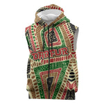 Darfur Sudan Sleeveless Zip Hoodie Red Green Beige Tribal Pattern - African Pride