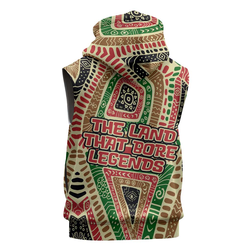 Darfur Sudan Sleeveless Zip Hoodie Red Green Beige Tribal Pattern - African Pride