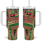 Darfur Sudan Tumbler With Handle Red Green Beige Tribal Pattern - African Pride