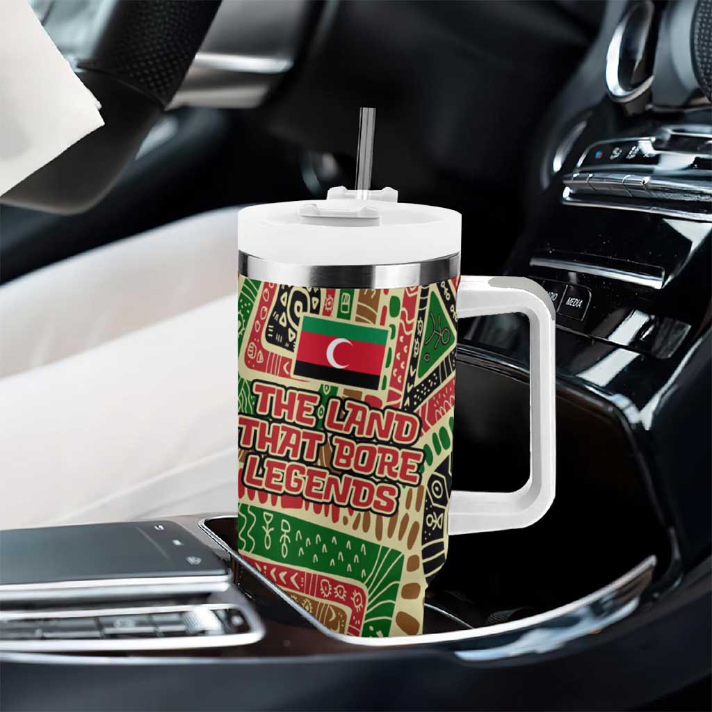 Darfur Sudan Tumbler With Handle Red Green Beige Tribal Pattern - African Pride