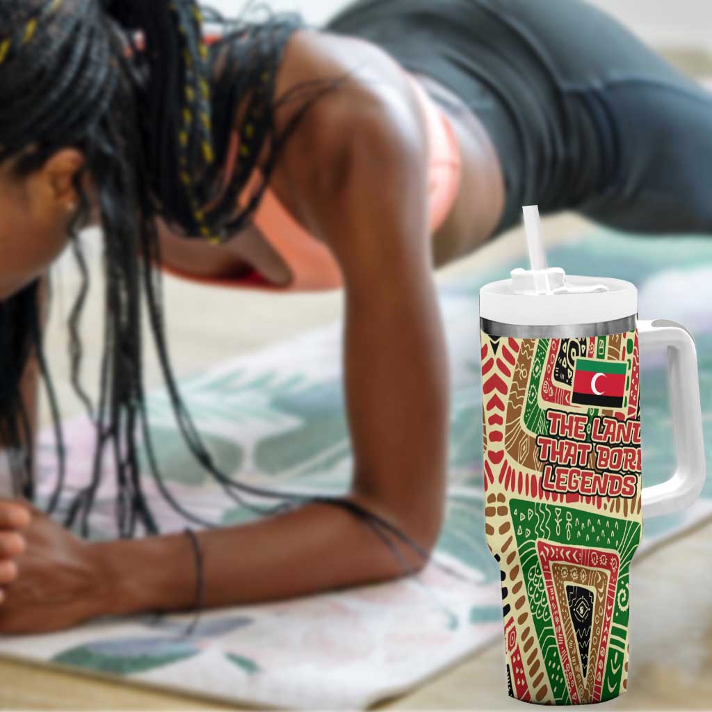 Darfur Sudan Tumbler With Handle Red Green Beige Tribal Pattern - African Pride