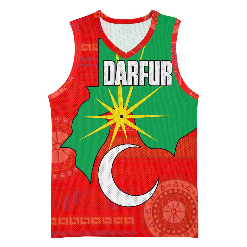 Darfur Sudan Basketball Jersey Red Green Yellow Crescent Star TS04
