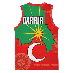 Darfur Sudan Basketball Jersey Red Green Yellow Crescent Star TS04