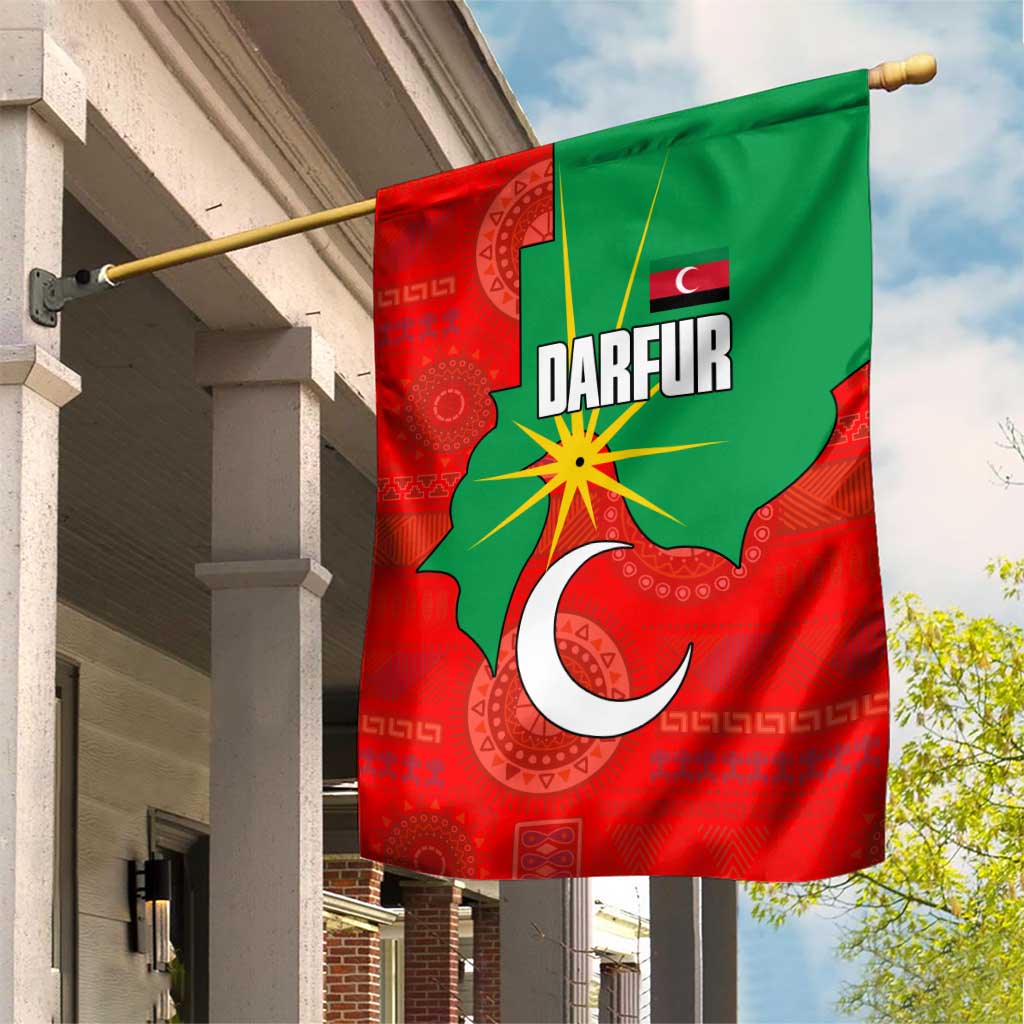Darfur Sudan Garden Flag Red Green Yellow Crescent Star - African Pride
