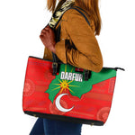 Darfur Sudan Leather Tote Bag Red Green Yellow Crescent Star - African Pride