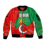 Darfur Sudan Sleeve Zip Bomber Jacket Red Green Yellow Crescent Star - African Pride