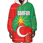 Darfur Sudan Wearable Blanket Hoodie Red Green Yellow Crescent Star - African Pride