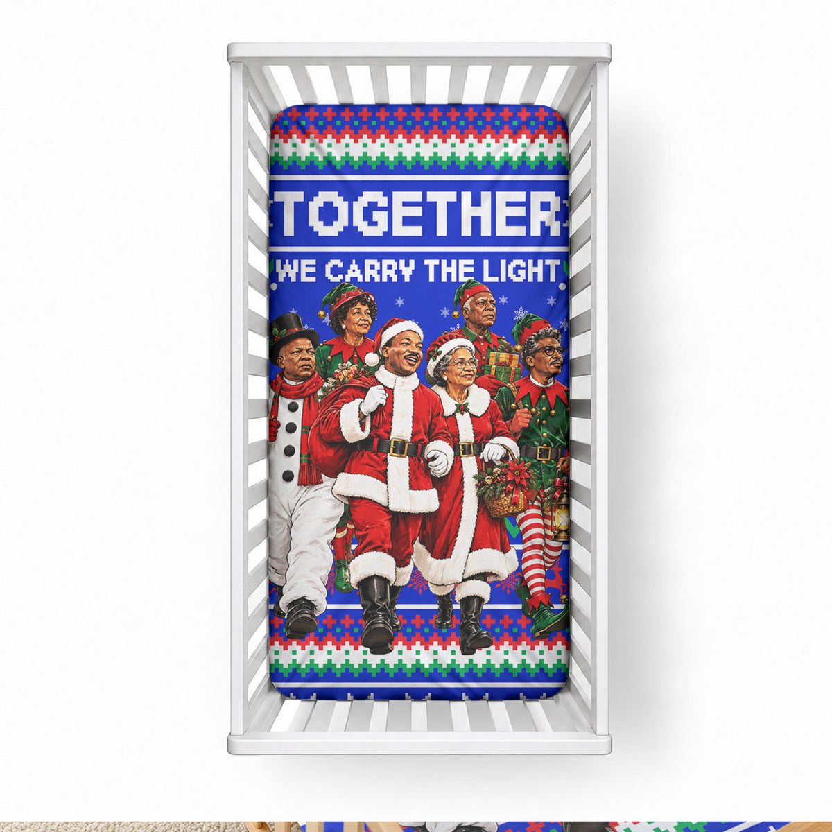 Civil Rights Leaders Christmas Baby Bed Cover Pattern Vintage Retro Black History Freedom Art