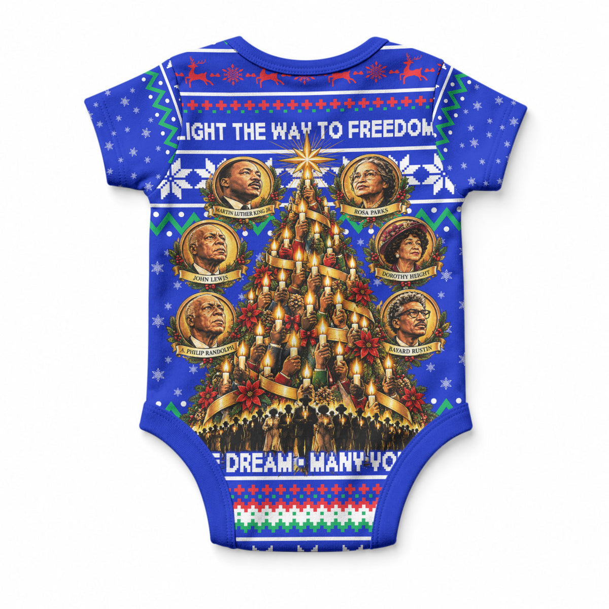 Civil Rights Leaders Christmas Baby Onesie Pattern Vintage Retro Black History Freedom Art